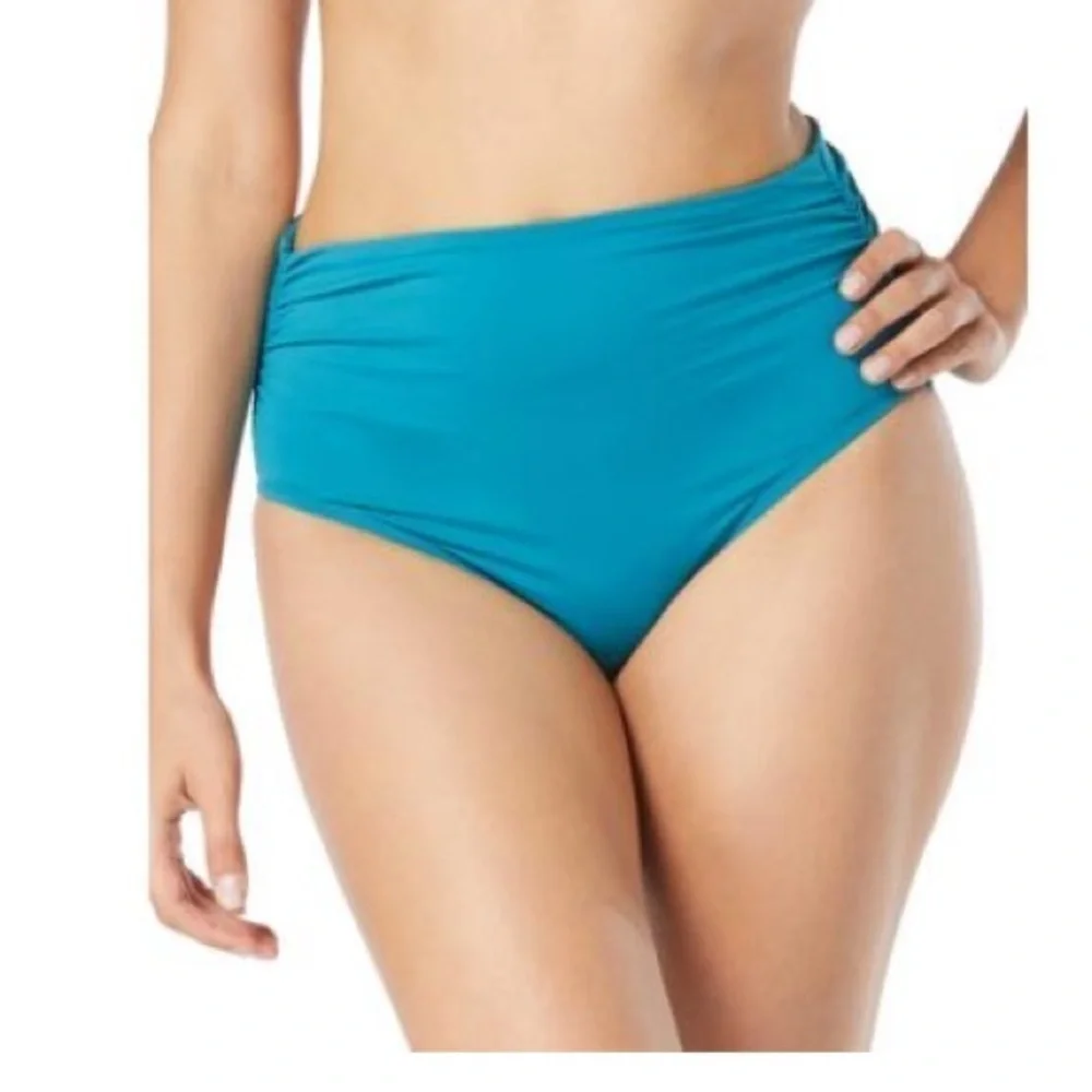 Coco Reef Classic Solids Impulse Rollover Bikini Swim Bottom Blue teal cove